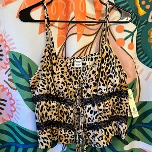 no boundaries NWT cheetah tie tank top - XL